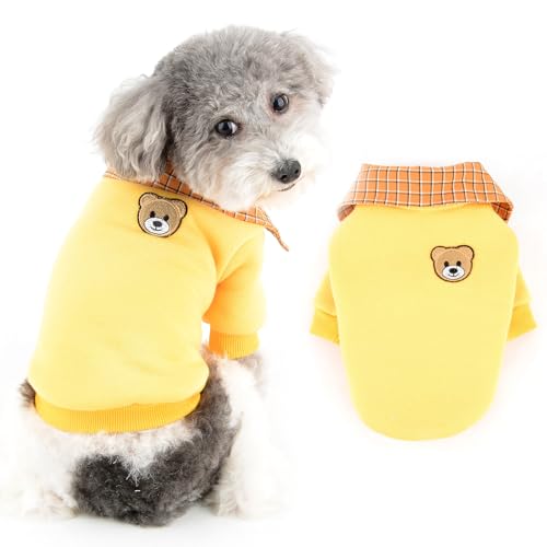 Ranphy Fleece-Hundepullover für kleine Hunde, Mädchen, Jungen, warmes Haustier-Outfit mit kariertem Kragen, Welpenpullover, weich, Herbst, Winter, Sweatshirt, Chihuahua, Yorkie, Pullover, Ranphy Fleece-Hundepullover für kleine Hunde, Mädchen, Jungen, warmes Haustier-Outfit mit kariertem Kragen, Welpenpullover, weich, Herbst, Winter, Sweatshirt, Chihuahua, Yorkie, Pullover, von Ranphy