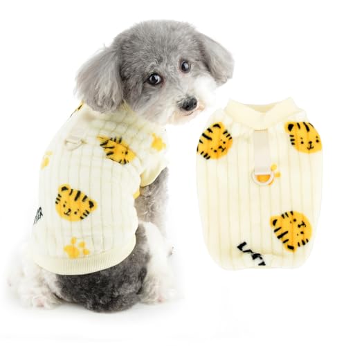 Ranphy Fleece-Hundepullover für kleine Hunde, warmes Haustier-Outfit mit Tigermuster, Welpenweste mit D-Ring, weiches Herbst-/Winter-Sweatshirt, Chihuahua, Yorkie, Pullover, Katzenbekleidung, Beige, Ranphy Fleece-Hundepullover für kleine Hunde, warmes Haustier-Outfit mit Tigermuster, Welpenweste mit D-Ring, weiches Herbst-/Winter-Sweatshirt, Chihuahua, Yorkie, Pullover, Katzenbekleidung, Beige, von Ranphy