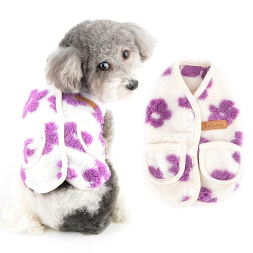 Ranphy Fleece-Hundepullover für kleine Mädchen, florales warmes Haustier-Outfit mit Doppeltaschen, offener Rücken, Welpenweste, weich, Herbst, Winter, Sweatshirt, Chihuahua, Yorkie, Kleidung, Ranphy Fleece-Hundepullover für kleine Mädchen, florales warmes Haustier-Outfit mit Doppeltaschen, offener Rücken, Welpenweste, weich, Herbst, Winter, Sweatshirt, Chihuahua, Yorkie, Kleidung, von Ranphy