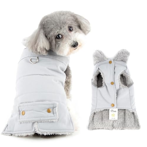 Ranphy Fleece-gefütterte Militärjacke für kleine Hunde, flauschiges Kragen, gepolstert, isolierter Wintermantel, ärmellos, winddicht, mit Leinen-Ring, Yorkie, Chihuahua, warme Kleidung, Ranphy Fleece-gefütterte Militärjacke für kleine Hunde, flauschiges Kragen, gepolstert, isolierter Wintermantel, ärmellos, winddicht, mit Leinen-Ring, Yorkie, Chihuahua, warme Kleidung, von Ranphy