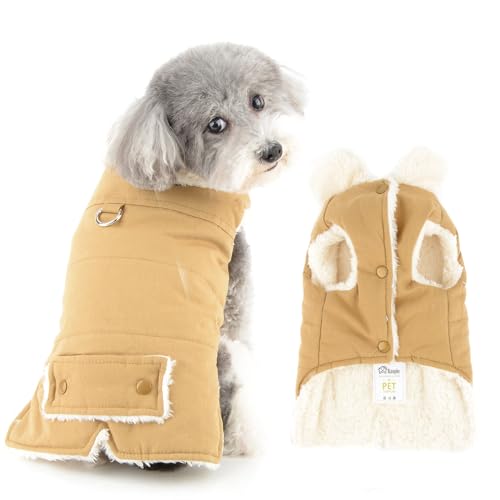 Ranphy Fleece-gefütterte Militärjacke für kleine Hunde, flauschiges Kragen, gepolstert, isolierter Wintermantel, ärmellos, winddicht, mit Leinen-Ring, Yorkie, Chihuahua, warme Kleidung, Ranphy Fleece-gefütterte Militärjacke für kleine Hunde, flauschiges Kragen, gepolstert, isolierter Wintermantel, ärmellos, winddicht, mit Leinen-Ring, Yorkie, Chihuahua, warme Kleidung, von Ranphy