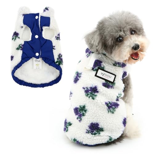 Ranphy Fleecejacke aus Kunstfell mit Blumenmuster für kleine Hunde, mit Fleece gefüttert, für Welpen, Wintermantel, ärmellose Weste, winddicht, Yorkie, Chihuahua, warme Kleidung mit Leine, Ring, Ranphy Fleecejacke aus Kunstfell mit Blumenmuster für kleine Hunde, mit Fleece gefüttert, für Welpen, Wintermantel, ärmellose Weste, winddicht, Yorkie, Chihuahua, warme Kleidung mit Leine, Ring, von Ranphy