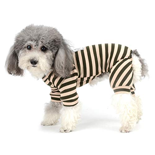 Ranphy Gestreifte Haustierkleidung für kleine Hunde, Welpen, Katzen, Schlafanzug, weicher Doggie-Pyjama, Jumpsuit für Hunde, Unisex von Ranphy
