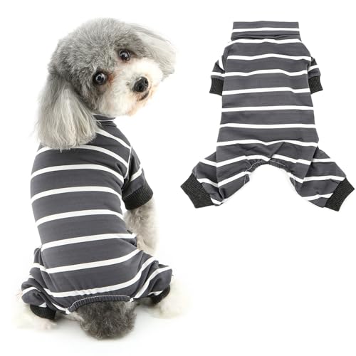Ranphy Gestreifter kühlender Hunde-Pyjama, Sommerkleidung für kleine Hunde, Rollkragen, Haustier-Overall, dehnbarer Welpen-Einteiler, atmungsaktiv, schnell trocknend, Chihuahua, Yorkie, Ranphy Gestreifter kühlender Hunde-Pyjama, Sommerkleidung für kleine Hunde, Rollkragen, Haustier-Overall, dehnbarer Welpen-Einteiler, atmungsaktiv, schnell trocknend, Chihuahua, Yorkie, von Ranphy
