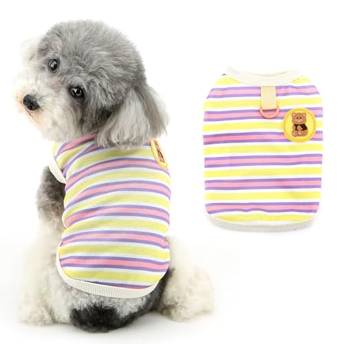 Ranphy Gestreiftes Hemd für Hunde mit D-Ring, atmungsaktiv, weich, Basic-T-Shirt für kleine Hunde, Mädchen, Jungen, Welpen, dehnbares T-Shirt, für Frühling, Sommer, Outfits, Chihuahua, Yorkie, Katzen, Ranphy Gestreiftes Hemd für Hunde mit D-Ring, atmungsaktiv, weich, Basic-T-Shirt für kleine Hunde, Mädchen, Jungen, Welpen, dehnbares T-Shirt, für Frühling, Sommer, Outfits, Chihuahua, Yorkie, Katzen, von Ranphy