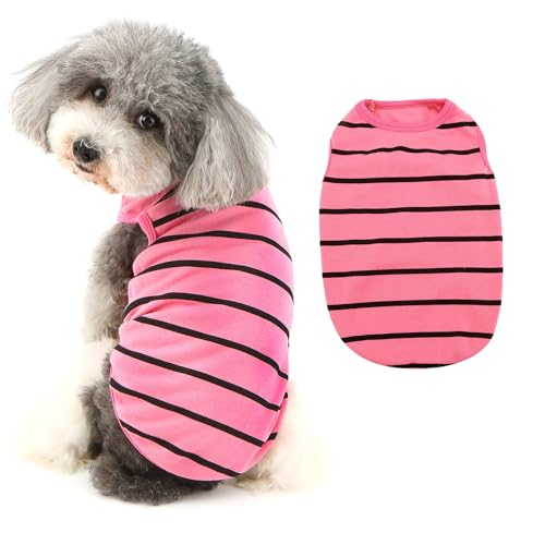 Ranphy Gestreiftes T-Shirt für kleine Hunde, Welpen, Yorkie, Chihuahua, Sommerkleidung, Katzenkleidung, ärmelloses Tanktop, Rosa, Größe M Ranphy Gestreiftes T-Shirt für kleine Hunde, Welpen, Yorkie, Chihuahua, Sommerkleidung, Katzenkleidung, ärmelloses Tanktop, Rosa, Größe M von Ranphy