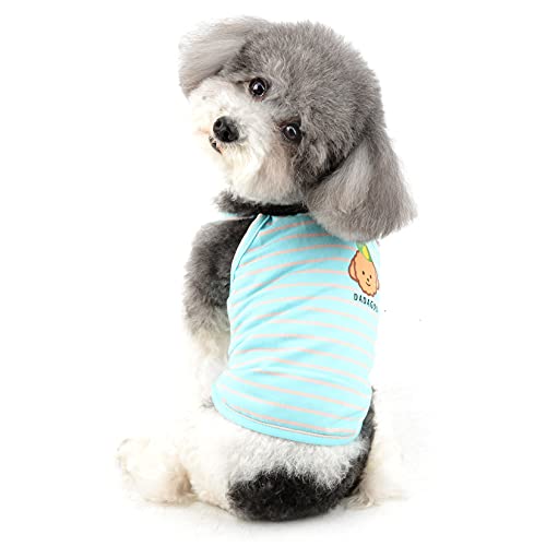 Ranphy Gestreiftes kleines Hundehemd für Jungen und Mädchen, Haustier-Kleidung, Sommer-Welpen, Tank-Top, atmungsaktiv, ärmellos, T-Shirt für Doggie, weiche Pullover, Kleidung, Katzensweatshirt von Ranphy