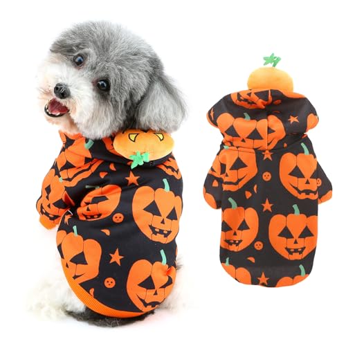 Ranphy Halloween-Kostüm für Hunde, gruselige Kürbisse, Kapuzenpullover für kleine Hunde, Welpen, Fleece, Kapuzenpullover, Yorkie, Chihuahua, Festival, Party, Cosplay, Katzenkleidung, Orange / Schwarz, Ranphy Halloween-Kostüm für Hunde, gruselige Kürbisse, Kapuzenpullover für kleine Hunde, Welpen, Fleece, Kapuzenpullover, Yorkie, Chihuahua, Festival, Party, Cosplay, Katzenkleidung, Orange / Schwarz, von Ranphy
