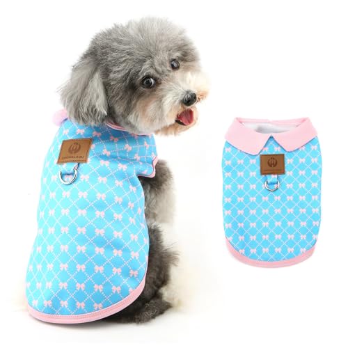 Ranphy Haustier-Fleece-Sweatshirt für kleine Hunde, Welpen, ärmellos, mit Schleifen, kariert, Pullover, Yorkie, Chihuahua, Herbst und Winter, Kleidung mit Leine, Ring, Katzenkleidung, Blau, Größe S Ranphy Haustier-Fleece-Sweatshirt für kleine Hunde, Welpen, ärmellos, mit Schleifen, kariert, Pullover, Yorkie, Chihuahua, Herbst und Winter, Kleidung mit Leine, Ring, Katzenkleidung, Blau, Größe S von Ranphy
