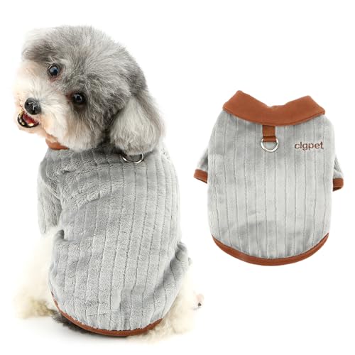 Ranphy Haustier-Fleecejacke für kleine Hunde, gerippt, warm, für Yorkie, Chihuahua, Herbst und Winter, Kleidung mit Leine, Ring, Katzenkleidung, Grau, Größe XS Ranphy Haustier-Fleecejacke für kleine Hunde, gerippt, warm, für Yorkie, Chihuahua, Herbst und Winter, Kleidung mit Leine, Ring, Katzenkleidung, Grau, Größe XS von Ranphy
