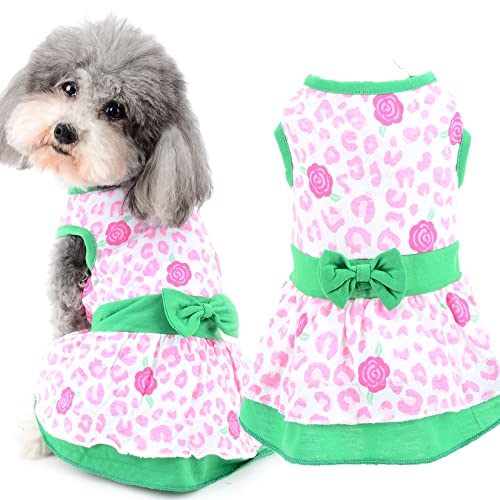 Ranphy Haustier Hundekleider für kleine Hunde Prinzessin Kleid Welpen Frühling Mädchen Hund Katze Kleidung Weste Kleid mit Schleife Niedlich Hund Blumenmuster Party Kostüm Geburtstag Bekleidung von Ranphy