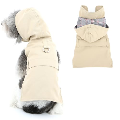 Ranphy Haustier-Kapuzenjacke für kleine Hunde, Welpen, Trenchcoat, Gürtel, Yorkie, Chihuahua, Frühling, Herbst, Kleidung mit Leine, Ring, Katzenkleidung, Khaki, Größe XL Ranphy Haustier-Kapuzenjacke für kleine Hunde, Welpen, Trenchcoat, Gürtel, Yorkie, Chihuahua, Frühling, Herbst, Kleidung mit Leine, Ring, Katzenkleidung, Khaki, Größe XL von Ranphy
