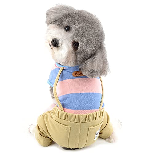 Ranphy Haustier Kleidung Overall Junge Mädchen Kleiner Hund Streifen Jacke Welpen Katze Gesamtoutfit Mantel Hündchen T-Shirts Hundekleidung für Chihuahua Yorkshire Terrier Rosa M von Ranphy