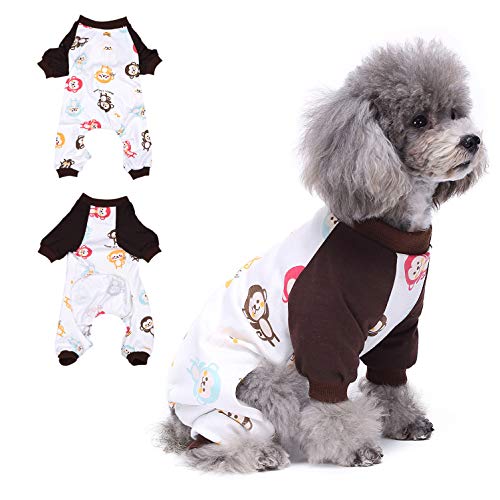 Ranphy Schlafanzug für kleine Hunde, Baumwolle, niedlicher Cartoon-Affen-Druck, weich, leicht, für Weihnachten, Halloween, Vierbeiner, Größe S von Ranphy