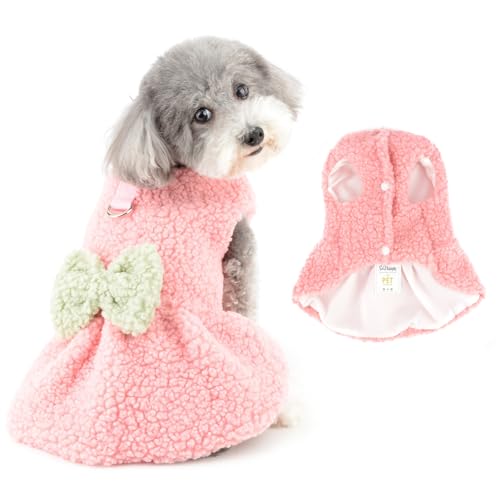 Ranphy Haustier-Sherpa-Fleece-Pulloverkleid für kleine Hunde, warmes Welpenrock-Outfit mit Leine, Ring, Schleife, ärmellos, Yorkie, Chihuahua, Herbst, Winter, Hündinnen, Katzenkleidung, Rosa, Größe M Ranphy Haustier-Sherpa-Fleece-Pulloverkleid für kleine Hunde, warmes Welpenrock-Outfit mit Leine, Ring, Schleife, ärmellos, Yorkie, Chihuahua, Herbst, Winter, Hündinnen, Katzenkleidung, Rosa, Größe M von Ranphy