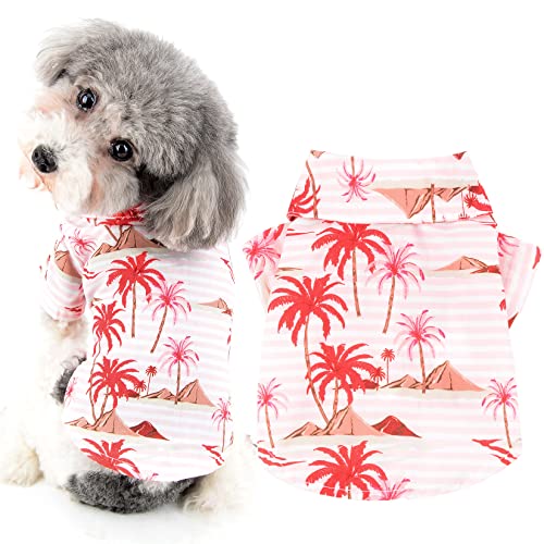 Ranphy Haustier-Sommerkleidung für kleine Hunde, Hawaii-Welpen-T-Shirt, Strand, Kokosnussbaum, bedruckte Hemden, atmungsaktive Kleidung, Sommer-Sweatshirts, Strandkostüm, Bekleidung von Ranphy