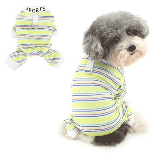 Ranphy Haustier-Strick-Pyjama für XS und kleine Hunde, mehrfarbig, gestreift, dehnbar, mit D-Ring, Yorkie, Chihuahua, Frühling, Sommer, Katzenkleidung, Gelb, Größe M Ranphy Haustier-Strick-Pyjama für XS und kleine Hunde, mehrfarbig, gestreift, dehnbar, mit D-Ring, Yorkie, Chihuahua, Frühling, Sommer, Katzenkleidung, Gelb, Größe M von Ranphy