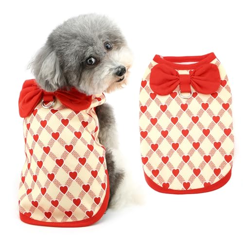 Ranphy Haustier-Sweatshirt für kleine Hunde, Welpen, ärmellos, Herzen, kariert, Pullover, Yorkie, Chihuahua, Herbst-Winterkleidung mit Leine, Ring, Schleife, Katzenkleidung, Rot, Größe S Ranphy Haustier-Sweatshirt für kleine Hunde, Welpen, ärmellos, Herzen, kariert, Pullover, Yorkie, Chihuahua, Herbst-Winterkleidung mit Leine, Ring, Schleife, Katzenkleidung, Rot, Größe S von Ranphy