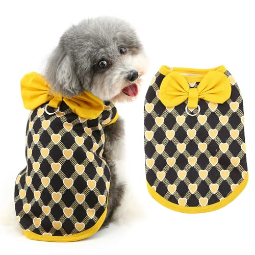 Ranphy Haustier-Sweatshirt für kleine Hunde, Welpen, ärmellos, Herzen, kariert, Pullover, Yorkie, Chihuahua, Herbst-Winterkleidung mit Leine, Ring, Schleife, Katzenkleidung, Schwarz, Größe S Ranphy Haustier-Sweatshirt für kleine Hunde, Welpen, ärmellos, Herzen, kariert, Pullover, Yorkie, Chihuahua, Herbst-Winterkleidung mit Leine, Ring, Schleife, Katzenkleidung, Schwarz, Größe S von Ranphy