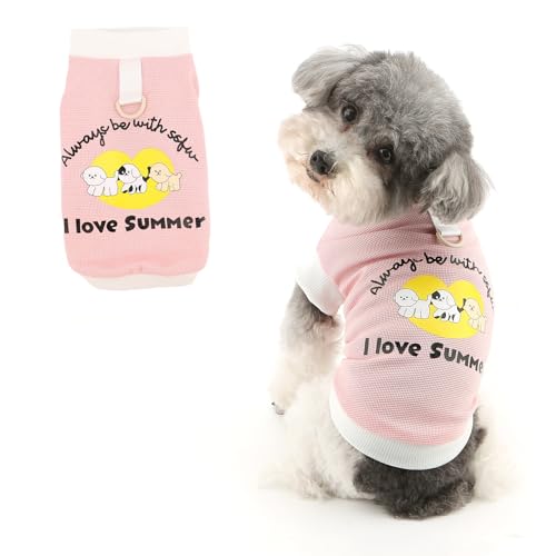 Ranphy Haustier-T-Shirt für Haustiere, Waffelstrick, für XS, kleiner Hund, niedlicher Welpenpullover, atmungsaktive Weste, Grafik-Shirt mit D-Ring, Yorkie, Chihuahua, Frühling, Sommer, Katzenkleidung von Ranphy