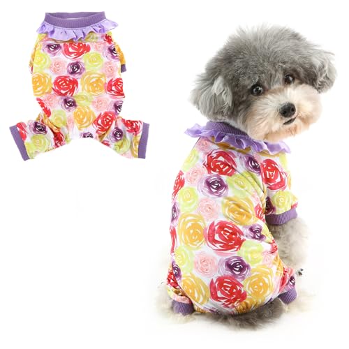 Ranphy Haustier-Valentinstagskleidung, niedlicher Blumendruck, Jumpsuit für kleine Hunde mit Spitzen-Rüschen, Welpen-Pyjama, Pyjama, Yorkie, Chihuahua, Festival, Party, Cosplay, Katzenkleidung, Lila, Ranphy Haustier-Valentinstagskleidung, niedlicher Blumendruck, Jumpsuit für kleine Hunde mit Spitzen-Rüschen, Welpen-Pyjama, Pyjama, Yorkie, Chihuahua, Festival, Party, Cosplay, Katzenkleidung, Lila, von Ranphy