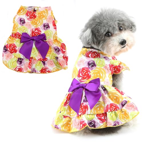 Ranphy Haustier-Valentinstagskleidung, niedlicher Blumendruck, Prinzessinnenkleid für kleine Hunde, Welpen, einteiliges Outfit mit Schleife, Yorkie, Chihuahua, Festival, Party, Cosplay, Ranphy Haustier-Valentinstagskleidung, niedlicher Blumendruck, Prinzessinnenkleid für kleine Hunde, Welpen, einteiliges Outfit mit Schleife, Yorkie, Chihuahua, Festival, Party, Cosplay, von Ranphy