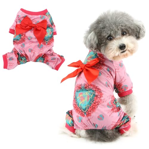 Ranphy Haustier-Valentinstagskleidung, niedlicher Liebeskranz-Druck, Jumpsuit für kleine Hunde mit Schleife, Welpen-Pyjama, Pyjama, Yorkie, Chihuahua, Festival, Party, Cosplay, Katzenkleidung, Rot, Ranphy Haustier-Valentinstagskleidung, niedlicher Liebeskranz-Druck, Jumpsuit für kleine Hunde mit Schleife, Welpen-Pyjama, Pyjama, Yorkie, Chihuahua, Festival, Party, Cosplay, Katzenkleidung, Rot, von Ranphy
