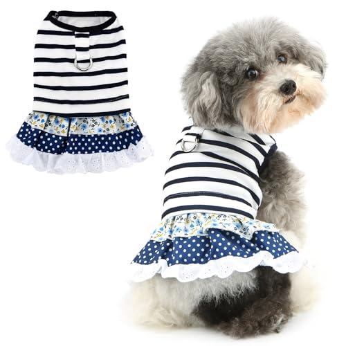 Ranphy Haustierkleid für kleine Hunde, Welpen, gepunktet, florales Spitzenrock, Tank-Top, Outfits mit D-Ring, Yorkie, Chihuahua, Frühling, Sommer, Hündinnen, Katzenkleidung, Blau, Größe XL Ranphy Haustierkleid für kleine Hunde, Welpen, gepunktet, florales Spitzenrock, Tank-Top, Outfits mit D-Ring, Yorkie, Chihuahua, Frühling, Sommer, Hündinnen, Katzenkleidung, Blau, Größe XL von Ranphy