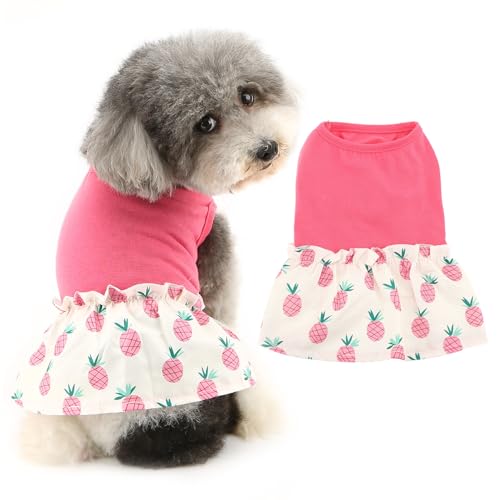 Ranphy Haustierkleid für kleine Hunde und Mädchen, niedliches Ananas-Sommerkleid, Welpen, Tank-Top, Rock, Outfits, Yorkie, Chihuahua, Sommerkleidung, Katzenkleidung, Rosa, Größe S von Ranphy
