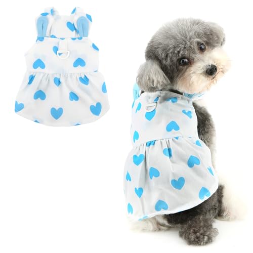Ranphy Haustierkleid mit Hasenohren und Herz, bedruckt, für X-Small, Welpengeschirr, Kleid mit D-Ring-Riemen, Oberrock, Outfits, Yorkie, Chihuahua, Frühling, Sommer, Hündin, Katzenkleidung, Blau Ranphy Haustierkleid mit Hasenohren und Herz, bedruckt, für X-Small, Welpengeschirr, Kleid mit D-Ring-Riemen, Oberrock, Outfits, Yorkie, Chihuahua, Frühling, Sommer, Hündin, Katzenkleidung, Blau von Ranphy