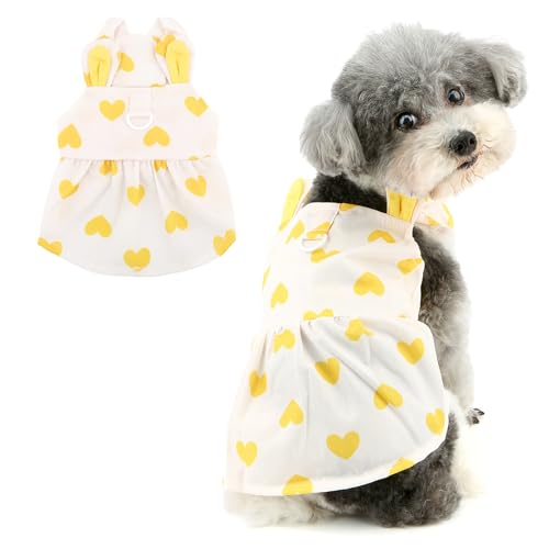 Ranphy Haustierkleid mit Hasenohren und Herz, bedruckt, für XS, kleine Hunde, Welpen, mit D-Ring-Riemen, Oberrock, Outfits, Yorkie, Chihuahua, Frühling, Sommer, Hündinnen, Katzenkleidung, Gelb, Größe Ranphy Haustierkleid mit Hasenohren und Herz, bedruckt, für XS, kleine Hunde, Welpen, mit D-Ring-Riemen, Oberrock, Outfits, Yorkie, Chihuahua, Frühling, Sommer, Hündinnen, Katzenkleidung, Gelb, Größe von Ranphy