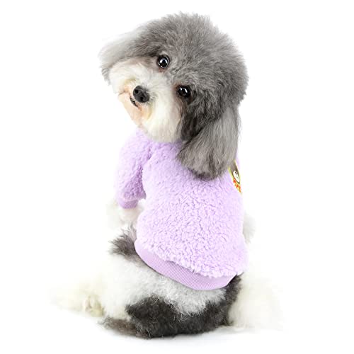 Ranphy Haustierpullover für kleine Hunde Jungen Mädchen Kleidung Fleece niedliches Bärenmuster Welpenpullover Sweatshirt weich Herbst Winter kaltes Wetter Chihuahua Fotos Laufen, Laufen, Lila, S von Ranphy