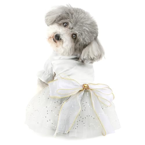 Ranphy Hochzeitsrock für kleine Hunde mit großer Schleife, ausgefallenes Welpenkleid, Tüll mit Rüschen, glitzernde Hundekleidung für kleine Hunde, Mädchen, Haustiere, entzückendes Sommerkleid, Ranphy Hochzeitsrock für kleine Hunde mit großer Schleife, ausgefallenes Welpenkleid, Tüll mit Rüschen, glitzernde Hundekleidung für kleine Hunde, Mädchen, Haustiere, entzückendes Sommerkleid, von Ranphy