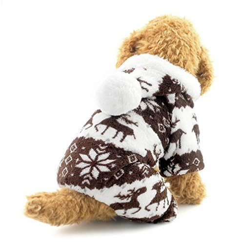 Ranphy-Hunde/Katzen-Kleidung/Kapuzenpulli für kleine Hunde - für Männchen und Weibchen - Weiches Samt - Rentier-Muster - Hunde-Schlafanzug/Jumpsuit für Welpen von Ranphy