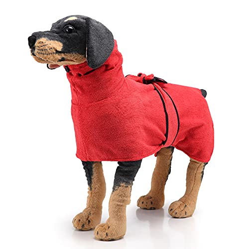 Ranphy Hunde-Bademantel, Handtuch, saugfähig, trocknend, weicher Bademantel mit Gürtel, schnell trocknend, für mittelgroße und große Hunde, Bade- und Strandausflüge von Ranphy