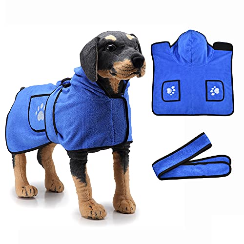 Ranphy Hunde-Bademantel mit Kapuze, weicher Haustier-Bademantel mit Doppeltasche und Gürtel, super saugfähig, schnell trocknend, Bademantel Pyjama, klein, mittel, groß, Hund, schnell trocknend, Mantel Ranphy Hunde-Bademantel mit Kapuze, weicher Haustier-Bademantel mit Doppeltasche und Gürtel, super saugfähig, schnell trocknend, Bademantel Pyjama, klein, mittel, groß, Hund, schnell trocknend, Mantel von Ranphy