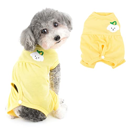 Ranphy Hunde Erholungsanzug ärmellose Welpen-Genesungsanzug nach Operationen Hemd zum Schutz vor Hautkrankheiten Wundschutz Haustier-Pyjama für Kleine Katzen Hunde, Gelb, L von Ranphy