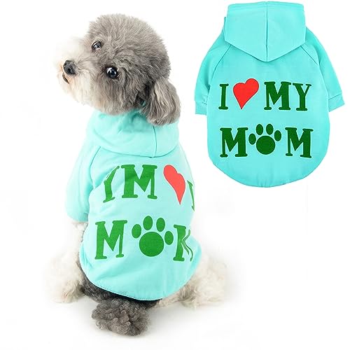 Ranphy Hunde-Kapuzenpullover für kleine Hunde, Mädchen, Jungen, Haustierpullover mit Buchstabe I Love My Mom Welpen-Sweatshirt mit Kapuze mit Loch für die Leine, Herbst, Frühling, Pullover, Muttertag, Ranphy Hunde-Kapuzenpullover für kleine Hunde, Mädchen, Jungen, Haustierpullover mit Buchstabe I Love My Mom Welpen-Sweatshirt mit Kapuze mit Loch für die Leine, Herbst, Frühling, Pullover, Muttertag, von Ranphy
