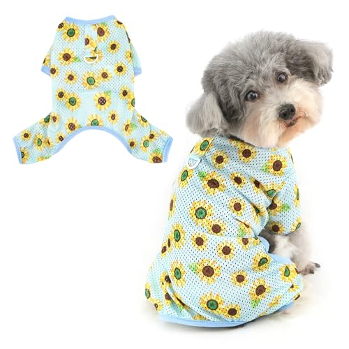Ranphy Hunde-Pyjama aus coolem Netzstoff für X-Small und kleine Hunde, Blumendruck, Sommer-Haustier-Overall mit Ring für die Leine, leicht, atmungsaktiv, weich, Welpen-Einteiler für Chihuahua, Yorkie Ranphy Hunde-Pyjama aus coolem Netzstoff für X-Small und kleine Hunde, Blumendruck, Sommer-Haustier-Overall mit Ring für die Leine, leicht, atmungsaktiv, weich, Welpen-Einteiler für Chihuahua, Yorkie von Ranphy