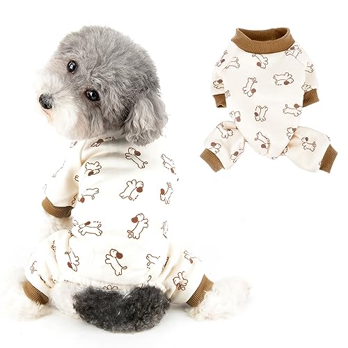 Ranphy Hunde-Pyjama für kleine Hunde, Jungen, Mädchen, einfarbiger Fleece-Haustier-Pyjama mit Doggy-Aufdruck, weich, bequem, Welpen, Herbst, Winter, warmer Pullover, Chihuahua, Yorkie, von Ranphy
