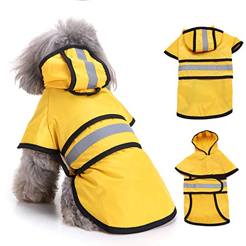 Ranphy Hunde-Regenmantel, Zupfponcho, Haustier-Regenmantel mit Kapuze für kleine, mittelgroße Hunde, reflektierend, wasserdicht, leicht, Loch für die Leine, Regenjacke, Gelb, Größe XXL Ranphy Hunde-Regenmantel, Zupfponcho, Haustier-Regenmantel mit Kapuze für kleine, mittelgroße Hunde, reflektierend, wasserdicht, leicht, Loch für die Leine, Regenjacke, Gelb, Größe XXL von Ranphy