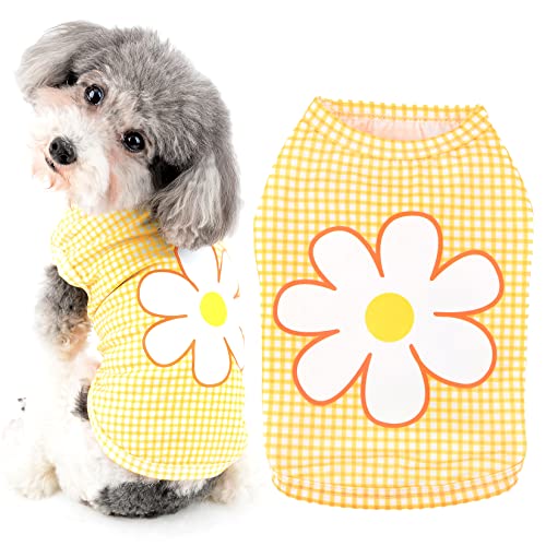 Ranphy Hunde-Shirt für kleine Hunde, Haustier-Gitter, Tank-Top, Katzen-Weste, weiches T-Shirt, Blumenmuster, ärmellos, atmungsaktiv, für Frühling und Sommer von Ranphy