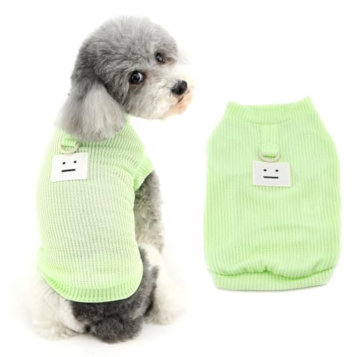 Ranphy Hunde-Shirts, Strickkleidung, solides Hemd für kleine Hunde, Welpen, T-Shirts, weich und atmungsaktiv, für Frühling und Sommer, Chihuahua, Yorkie, Katzen, Grün, Größe M von Ranphy