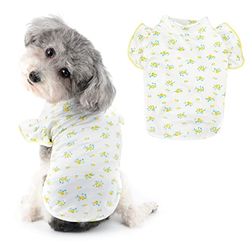 Ranphy Hunde-T-Shirts für kleine Hunde Mädchen Floral Pet Tee Shirts Welpen Frühling Sommer Outfits Chihuahua Yorkie Katzen Bekleidung, Gelb, XL von Ranphy