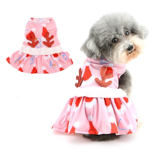 Ranphy Hunde-Weihnachtskostüm, niedliches Weihnachtsmuster, Prinzessinnenkleid für kleine Hunde, Welpen, einteiliges Outfit, Glitzer, Rentier, Horn, Yorkie, Chihuahua, Festival, Party, Cosplay, Ranphy Hunde-Weihnachtskostüm, niedliches Weihnachtsmuster, Prinzessinnenkleid für kleine Hunde, Welpen, einteiliges Outfit, Glitzer, Rentier, Horn, Yorkie, Chihuahua, Festival, Party, Cosplay, von Ranphy