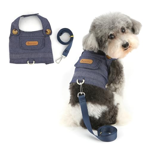 Ranphy Hundegeschirr aus weichem Denim, kein Ziehen, für XS, modisches Hundegeschirr und Leine, Set für Training, Spazierengehen, ausbruchsicher, Dunkelblau, Größe XXL Ranphy Hundegeschirr aus weichem Denim, kein Ziehen, für XS, modisches Hundegeschirr und Leine, Set für Training, Spazierengehen, ausbruchsicher, Dunkelblau, Größe XXL von Ranphy