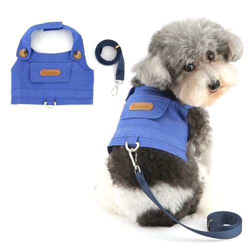 Ranphy Hundegeschirr aus weichem Denim, kein Ziehen, für XS, modisches Hundegeschirr und Leine, Set für Training, Spazierengehen, ausbruchsicher, Hellblau, Größe S Ranphy Hundegeschirr aus weichem Denim, kein Ziehen, für XS, modisches Hundegeschirr und Leine, Set für Training, Spazierengehen, ausbruchsicher, Hellblau, Größe S von Ranphy