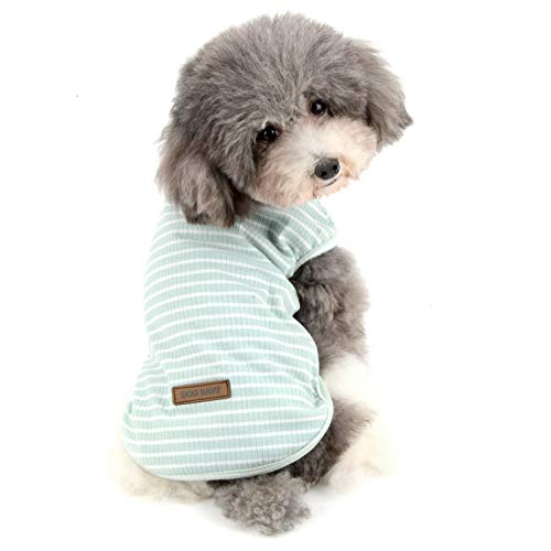 Ranphy Gestreiftes Haustier-Shirt, Baumwolle, für kleine Hunde, Gr. M, Grün von Ranphy