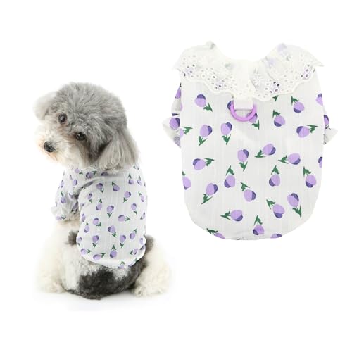 Ranphy Hundekleidung, Welpen-T-Shirt, weich und leicht für kleine Hunde mit Blumendruck, Frühlings- und Sommerhemden, durchbrochene Spitze, Chihuahua, Yorkie-Outfits, Katzenbekleidung, Lila, Größe M Ranphy Hundekleidung, Welpen-T-Shirt, weich und leicht für kleine Hunde mit Blumendruck, Frühlings- und Sommerhemden, durchbrochene Spitze, Chihuahua, Yorkie-Outfits, Katzenbekleidung, Lila, Größe M von Ranphy