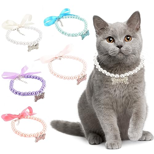 Ranphy Hundeperlen Kristall Halskette Schmuck mit Bling Strass Big Bone Anhänger Charm für kleine Haustiere Katzen Hunde Mädchen Chihuahua Yorkie Halsband Hochzeit Weibliche Kleid Dekoration, Weiß, M von Ranphy